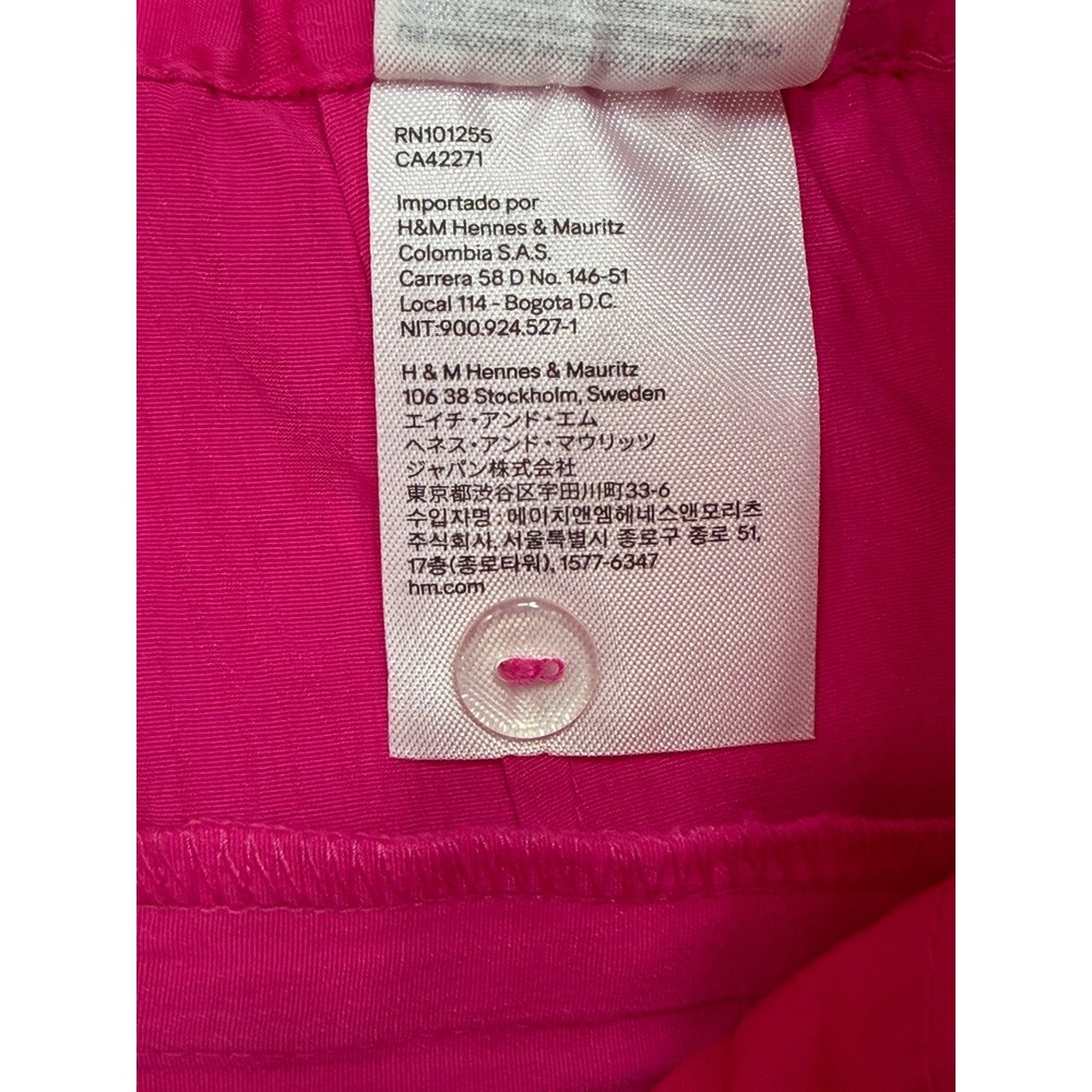 H&M‎ Wide Leg Trousers High Waist Pleated Women's 8 Pink Textured Barbiecore NWT - Picture 7 of 8